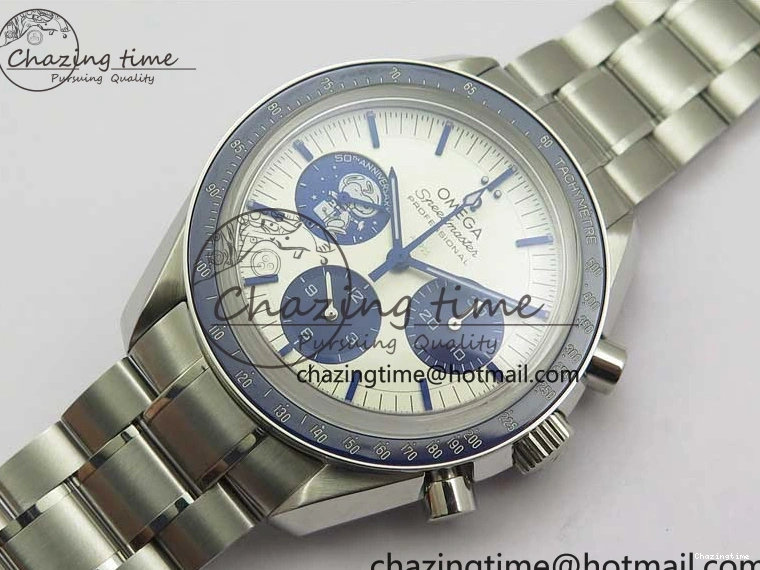 0416 Speedmaster SS Snoopy Apollo OMF Best Edition White Dial on SS Bracelet Venus EasyCare 7877